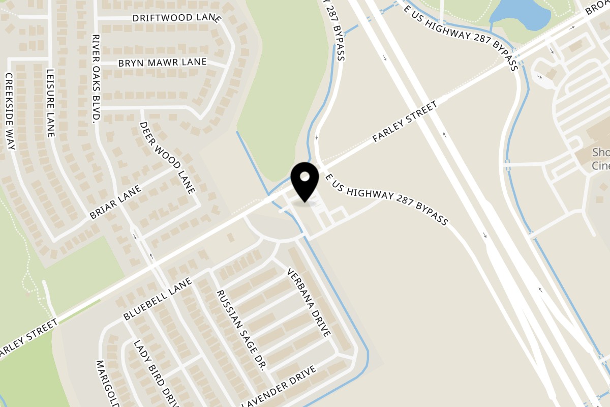 Map showing the location of Taqueria Taco Express Waxahachie on 1412 Farley St Suite 110 in Waxahachie