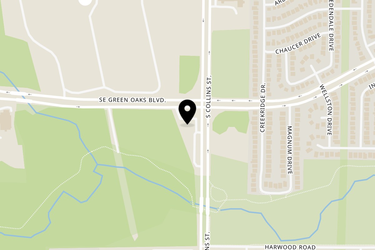 Map showing the location of Taqueria Taco Express Collins on 5700 S Collins St Suite 100 in Arlington