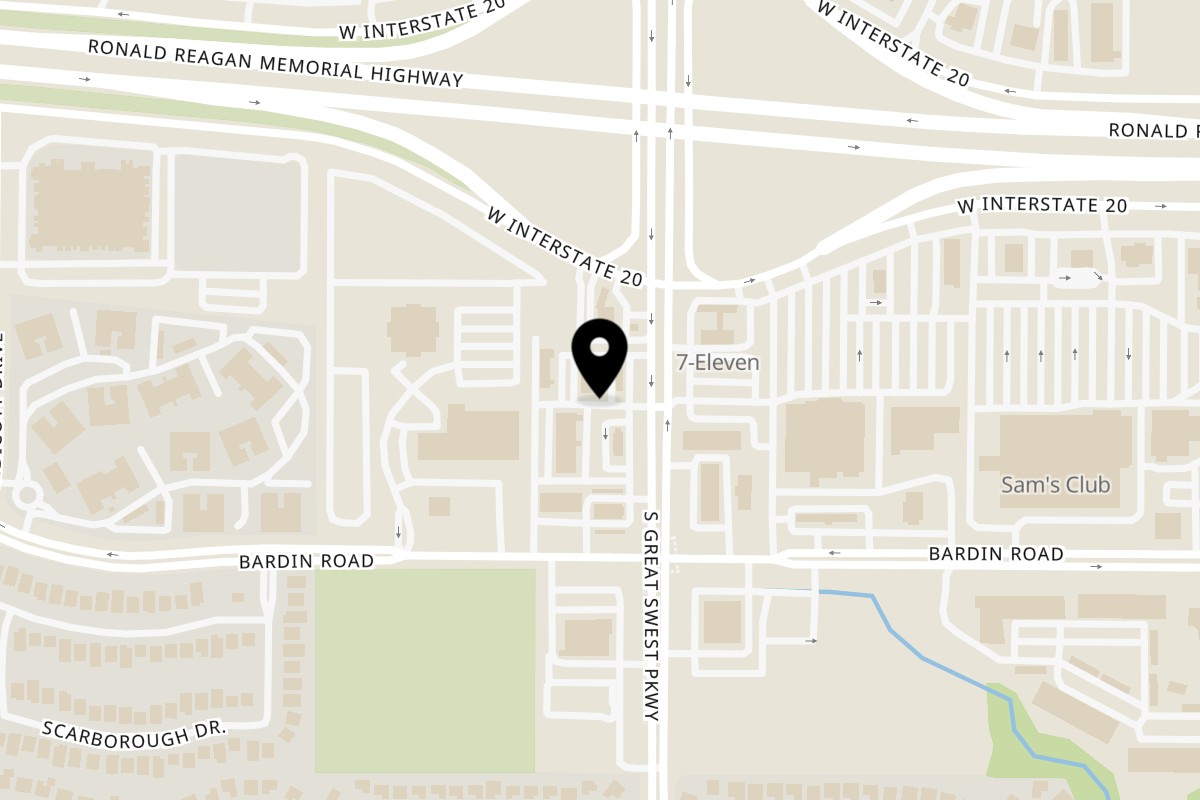 Map showing the location of Taqueria Taco Express Grand Prairie on 4010 S Great SW Pkwy in Grand Prairie